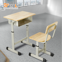 Ensemble de bureau et chaise en bois pour lycéen, style moderne, avec deux pieds et barre de repose-pieds, pour salle de classe, maison, bureau, hôpital