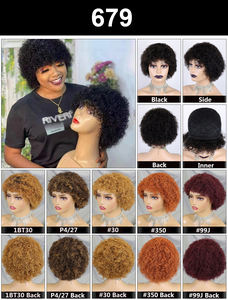 Perruque courte brésilienne bouclée Letsfly, 100% cheveux humains, fabriquée à la machine, coupe pixie, couleur naturelle, cheveux vierges, perruques coupe pixie pour femmes noires - Product Image 6