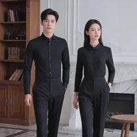 Kemeja Button-Down pria wanita, pakaian bisnis kelas atas lengan panjang elegan musim gugur anti kerut tanpa disetrika