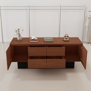 Comptoir de réception moderne noir avec console et tiroirs de rangement pour hall d'entrée de magasin de détail - Product Image 2
