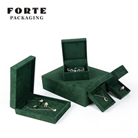 FORTE Baby Blue Caja De Joyas Ensemble de boîtes à bijoux en velours avec logo personnalisé pour bagues, boucles d'oreilles, bracelets, colliers et autres bijoux