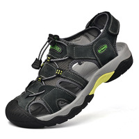 Sandales fermées pour hommes de haute qualité, respirantes, avec bande élastique, en cuir véritable, chaussures aquatiques, randonnée en plein air, fabrication artisanale, luxe, EVA
