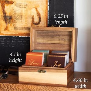 Wooden Scripture <b>Storage</b> <b>Box</b> Solid Wood Flip Top Rectangle Shape For Bible Cards <b>Storage</b> <b>Box</b> - Product Image 3