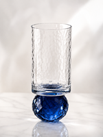 Handgeblasenes Kristallglas-Trinkglas mit Facettiertem Edelsteinboden Elegantes Handgefertigtes 0,5L Hochzeits-Trinkglas für Cocktails und Wein