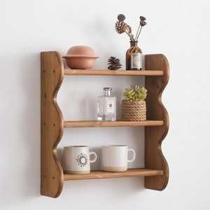 Premium Farmhouse Style 3-Tier Solid Wood Hanging Floating Shelf for Indoor Living <strong>Space</strong> <strong>Decor</strong> &amp; Sundries Organizer - Product Image 1