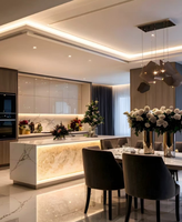 Ensemble de meubles de cuisine modulaires modernes en acier inoxydable Kino avec robinet, tiroirs, paniers et plan de travail en marbre artificiel - Garantie 5 ans