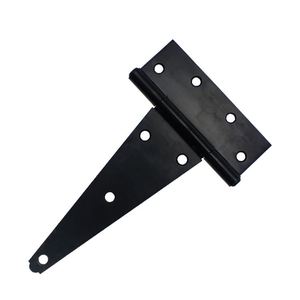 Charnières de porte en fer robustes et modernes, noires thermolaquées, de 4 pouces, à profil triangulaire en T, pour clôtures dissimulées, abris décoratifs, portes de grange et portails - Product Image 1