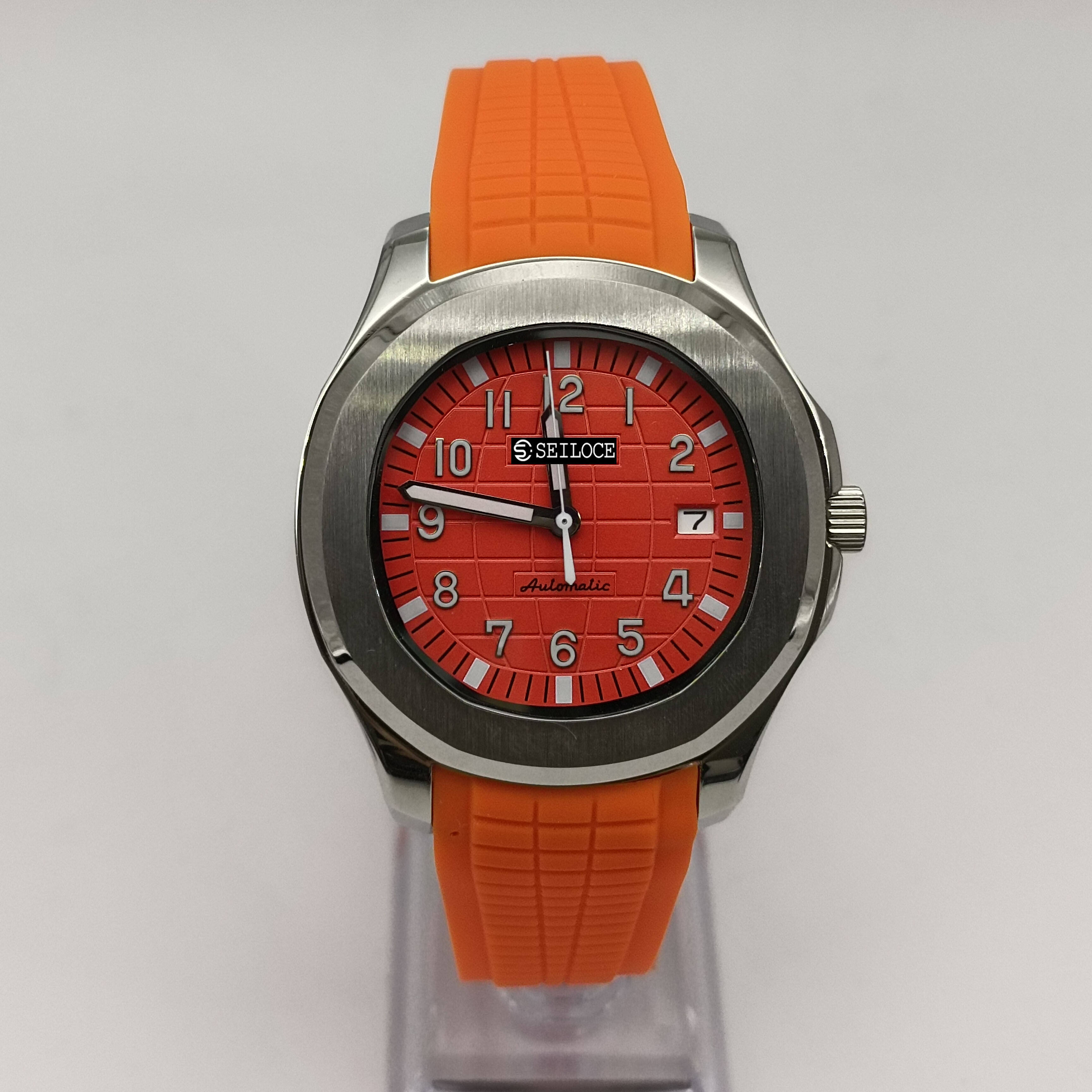 Silver Case+Orange Dial