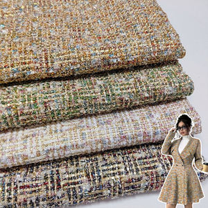 يستخدم قماش توييد بوليستر ذو سبعة ألوان بنمط ماسي بخيوط ذهبية لصنع ربطات رأس الملابس والحقائب - Product Image 2