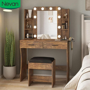 Coiffeuse en bois <span class=keywords><strong>blanche</strong></span> avec miroir et <span class=keywords><strong>tiroirs</strong></span>, design simple, petit format, prix abordable, pour femme, en promotion - Product Image 1