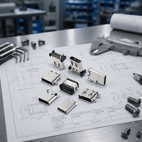Connecteur USB 3.1 mâle vertical à montage sur circuit imprimé SMT, prise USB pour la charge et le transfert de données des appareils mobiles
