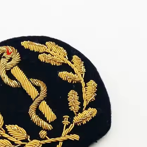 Wholesale Custom Bullion Wire Badge Hand Made Large Design Logo Embroidery Patches Fashion Handmade Embroidery Fully Badges - Product Image 5