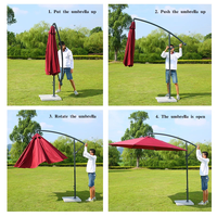 Parasol de jardin en toile de soleil imperméable en fer pour restaurant en plein air, parasol suspendu en forme de banane pour jardin, plage, cour, salle de sport