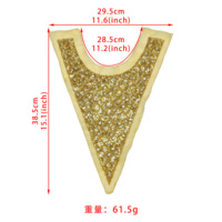 Col rond brodé de luxe avec sequins et strass, appliqué pour Abaya, Qamis, Kaftan, décoration de robe de soirée