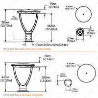 Lampe de poteau extérieure en aluminium moulé sous pression, étanche IP65, haute luminosité, 75W 100W 120W 150W, lumière de jardin LED noire
