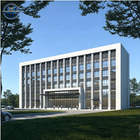 Bâtiments commerciaux préfabriqués multi-étages à structure en acier robuste, personnalisés, pour bureaux et hôtels, à assemblage rapide et à faible coût