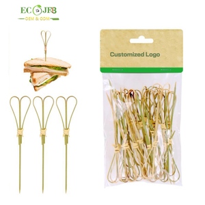 Sinh Thái JFB <span class=keywords><strong>2025</strong></span> OEM Bán Buôn Dùng Một Lần Trái Tim Xiên Cocktail Chọn Tre Tự Nhiên Xiên Với Vòng Vòng - Product Image 1