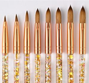 Faria Etiqueta Privada Glitter líquido mango Kolinsky cepillo de uñas al por mayor pétalo Kolinsky acrílico cepillo de uñas oro - Product Image 2