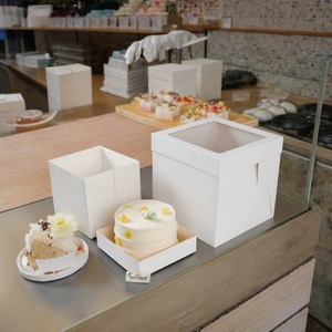 Sunshine Customized Paper Cake Box with Handles, Folding Cake Carrier Box With Pet Window Bakery <b>Boxes</b> - Product Image 4