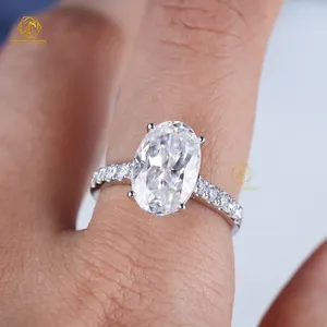 Best price romantic jewelry engagement wedding 4ct oval ice crushed cut moissanite ring vvs diamond rings for women