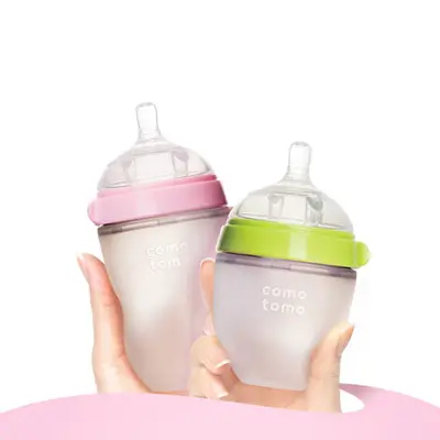उच्च गुणवत्ता नर्सिंग बोतल शिशुओं सुरक्षा शिशु फीडर बोतल दबाने योग्य सिलिकॉन बच्चे को खिलाने की बोतल