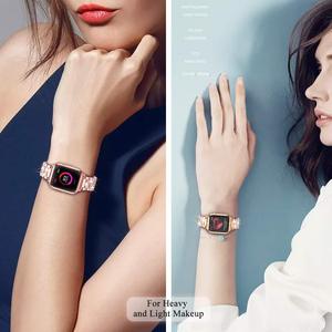 LeYi <span class=keywords><strong>Bracelet</strong></span> de luxe en diamant <span class=keywords><strong>Bracelet</strong></span> en métal en acier inoxydable <span class=keywords><strong>Bracelet</strong></span> de montre de remplacement en strass pour <span class=keywords><strong>Apple</strong></span> IWatch 8 9 7 <span class=keywords><strong>se</strong></span> - Product Image 4
