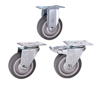 Rueda Giratoria de TPR de 4 Pulgadas para Trabajo Mediano, Gris, con Freno, Ruedas Fijas y Rígidas para Muebles, Compatible con OEM