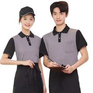 Camiseta de Verano, Nueva Llegada, Cuello Redondo, Uniforme de Trabajo para Camareros, Ropa de Trabajo para Hotel, Bar, <span class=keywords><strong>Restaurante</strong></span>, Manga Corta - Product Image 6