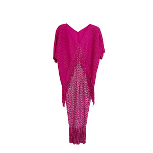 Vestido Miyake plisado 2026, nuevo, con cuello en V, borlas, mangas largas, estilo elegante y falda plisada sencilla. - Product Image 5