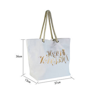 Bolsos casuales de estilo pijo para niñas, bolso de playa de viaje al aire libre con cremallera, bolso de mano con cordón de algodón - Product Image 5