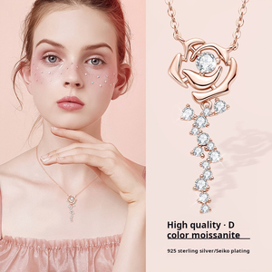 <span class=keywords><strong>Collana</strong></span> NAIS All Ins in Moissanite <span class=keywords><strong>Oro</strong></span> <span class=keywords><strong>Rosa</strong></span>, Catena in Argento Sterling 925 per Donna - Product Image 4