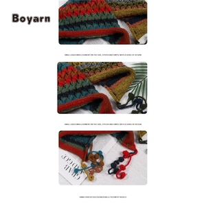 Boyarn mới đầy màu sắc Pom-Pom bện tua Hairball dây dệt kim Mũ bảo vệ tai phụ nữ Đan Mũ mùa đông Mũ Beanie - Product Image 6