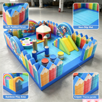 Parque de juegos inflable arcoíris para interiores, valla inflable suave para niños pequeños, ideal para centros de aprendizaje temprano, guarderías y alquiler para fiestas.