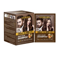 VEINIRA Champú Colorante Permanente Negro Certificado GMP ISO 22716 en Sobres, Fórmula Herbal de 5 Minutos Sin Amoniaco/Ni Manchas para el Cabello de Hombres
