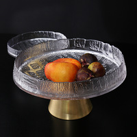 Plat à fruits en verre peint à la main avec bordure dorée, style nordique, luxe léger, moderne, pour salon