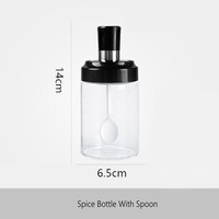 250ml cuisine stockage conteneur épices sel sucre scellé pot assaisonnement bouteille verre avec brosse et cuillère pot d'huile