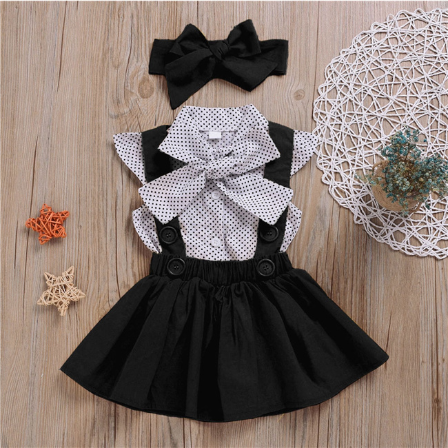 Children Clothes Girl Summer Polka Dot Short Sleeve Dresses For Kids Baby