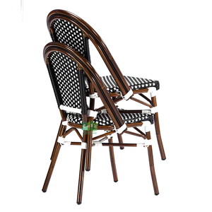 (E200779-W104b) <span class=keywords><strong>Chaises</strong></span> de bistrot françaises en aluminium imitation bambou pour l'extérieur, en rotin, pour café - Product Image 5