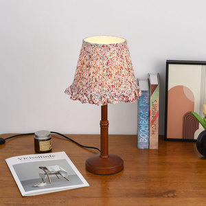 Japanese Style Fresh Romantic <strong>Small</strong> <strong>Table</strong> Lamp Bamboo Wood Fabic Shade AC Three-color Dimming Push Button Switch Apartment Lamp - Product Image 3