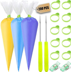 Juego de puntas de tubería populares, 214 Uds., Kit de suministros de decoración de pasteles con bolsas de pastelería, lazos, boquillas para glaseado, Kit de herramientas para hornear Fonant - Product Image 1