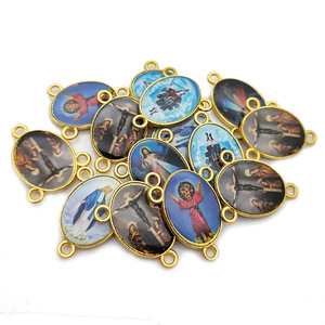 Accessoires de chapelet, pendentif ovale en alliage 2x2,5 cm pour la création de colliers avec images religieuses - Product Image 2