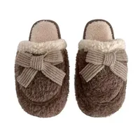 Chaussons d'hiver pour femmes de style coréen, pantoufles d'intérieur confortables et douces, tongs fourrées pour femmes, pantoufles chaudes en peluche pour la maison