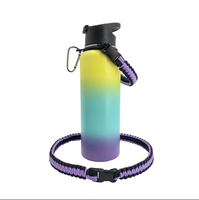 Sangle d'épaule en paracorde pour bouteille, couleurs personnalisées, porte-bouteille d'eau en paracorde fait main avec mousqueton