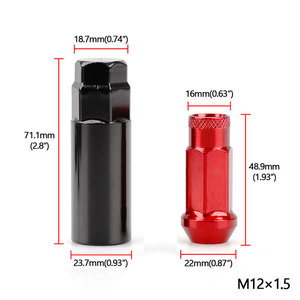 น็อตล้อ M12x1.5 อลูมิเนียมอัลลอยด์หลากสี น็อตล้อรถยนต์อเนกประสงค์ พร้อมซ็อกเก็ตสำหรับการปรับปรุงและอัปเกรด - Product Image 4