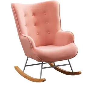 Sedia a dondolo rilassante in velluto rosa comodo poltrona da casa uso accento chaise sillas in stile moderno sedia da soggiorno