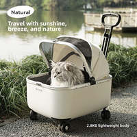 Poussette de voyage pour animaux de compagnie en acier ventilée et à roulettes de qualité supérieure pour chats, petits chiens et voyages en famille