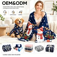 Couverture en flanelle polaire bleue à motif flocon de neige pour Noël, douce et chaude, idéale pour lit, canapé, décoration intérieure, impression personnalisée, vente en gros