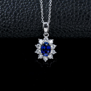 S925 Silver Lab-Grown Sapphire <b>Necklace</b> - Product Image 2