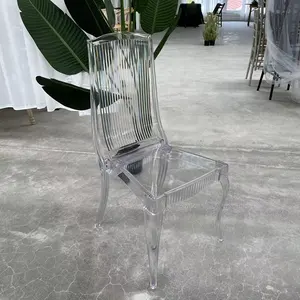 热卖可堆叠亚克力水晶餐饮婚礼椅透明塑料航空线背椅