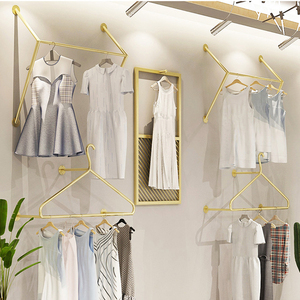 Shinny <span class=keywords><strong>Oro</strong></span> Display Hanger Stand di Abbigliamento In Acciaio Inox Cremagliera Del Metallo Cremagliera <span class=keywords><strong>Mensola</strong></span> Per Le Vendite dei Negozi - Product Image 1
